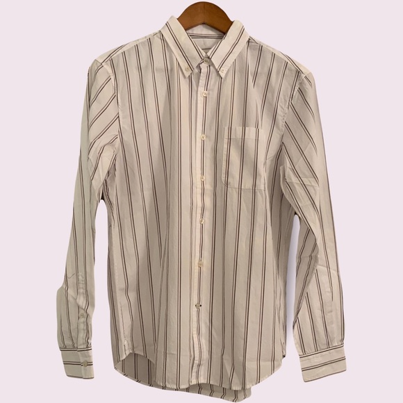 Club Monaco Men’s Slim Fit lLong Sleeves Buttons Down Strips Shirt size S & M - Picture 2 of 4